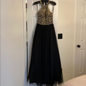 Black and gold ball gown
